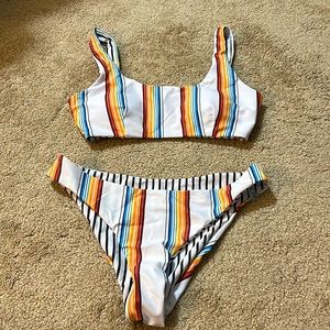 Medium sized multicolored, reversible swimsuit